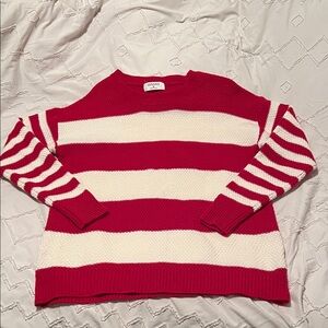 Zenana Outfitters Red and Cream Striped Boutique Sweater NWOT